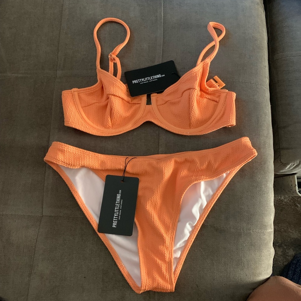 peach two piece swimsuit